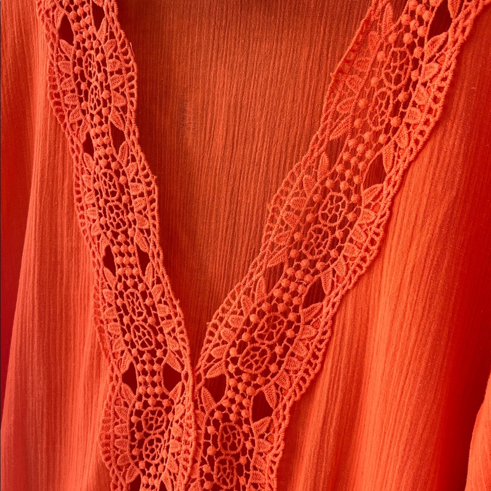 NWT La Blanca Vibrant Orange Crochet Swim Cover-Up Size Large - Picture 5 of 15